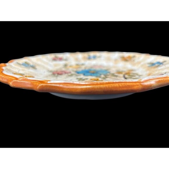 Wall Plate Majolica Pottery Deruta Italy Hand Painted Floral Ceramic 9. 75"  Vtg - Picture 2 of 7